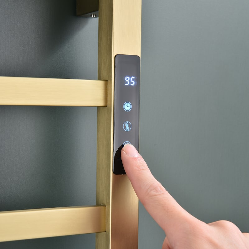 Heated Towel Rack 6-Bar Towel Warmer Rack Wall Mounted Electric Towel Drying Rack with Timer Plug-in/Hardwired
