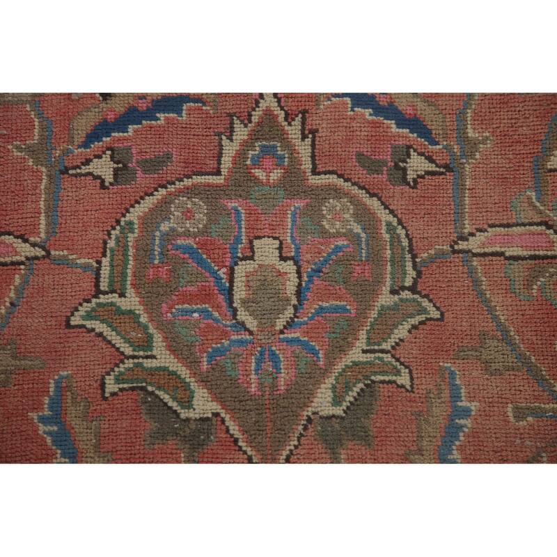 Traditional Mashad Persian Vintage Area Rug Hand-knotted Wool Carpet - 8'10" x 12'7"