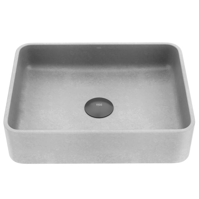 VIGO Segovia 16"L x 12"W x 4"H Concreto Stone Rectangular Bathroom Vessel Sink - Concreto Stone