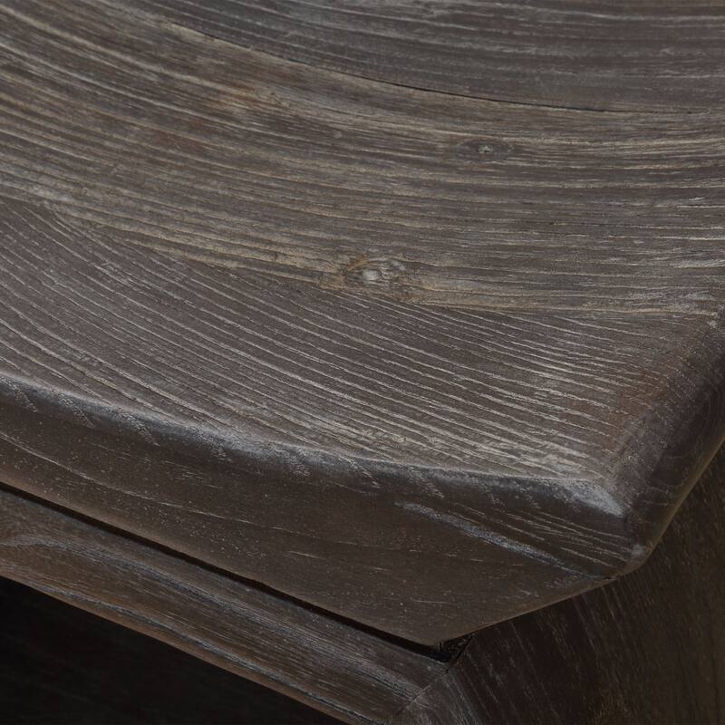 Scooped Seat Wooden Accent Stool - 18" - Walnut Brown