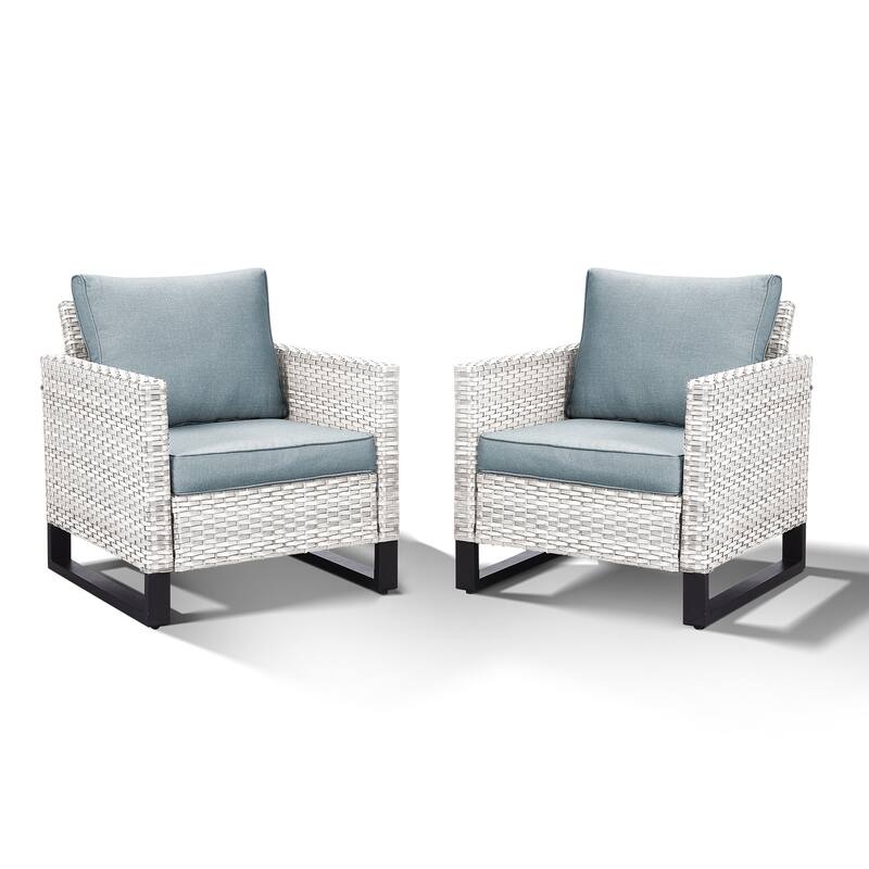 Patio PE Wicker Chair with Cushion Set of 2