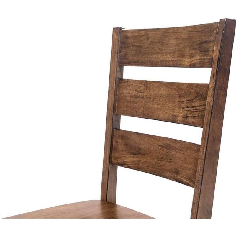 Walnut Finish Industrial Wooden Side Chairs Set