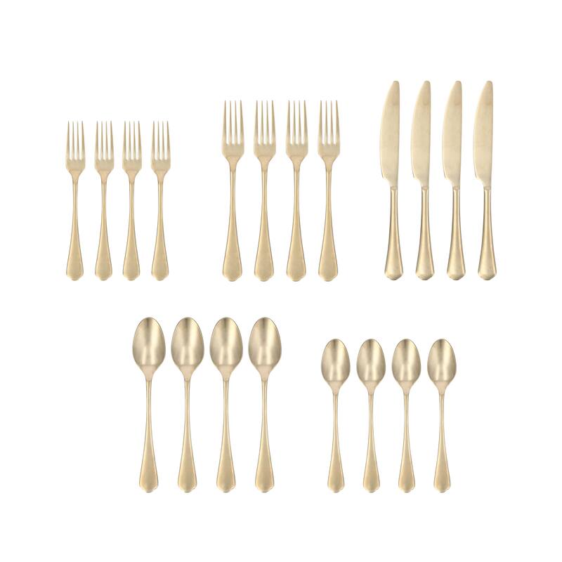 Ellsie 18/10 Stainless Steel, 20PC Flatware Set (Service for 4), Silver