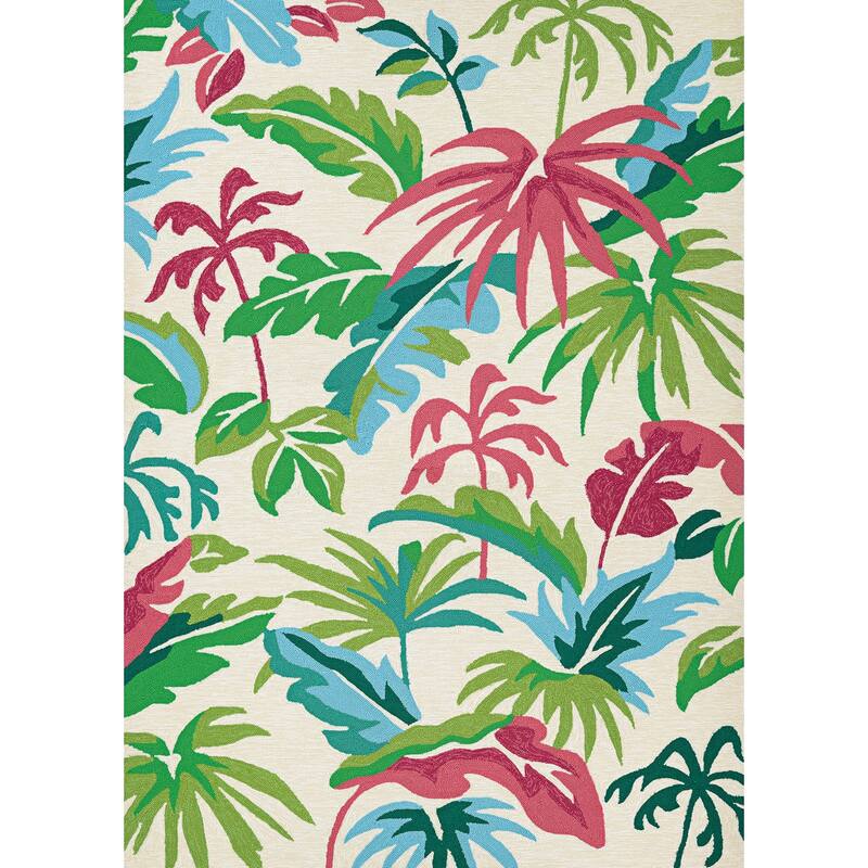 Miami Keyes Ivory- Pink Indoor/ Outdoor Area Rug - 3'6" x 5'6"