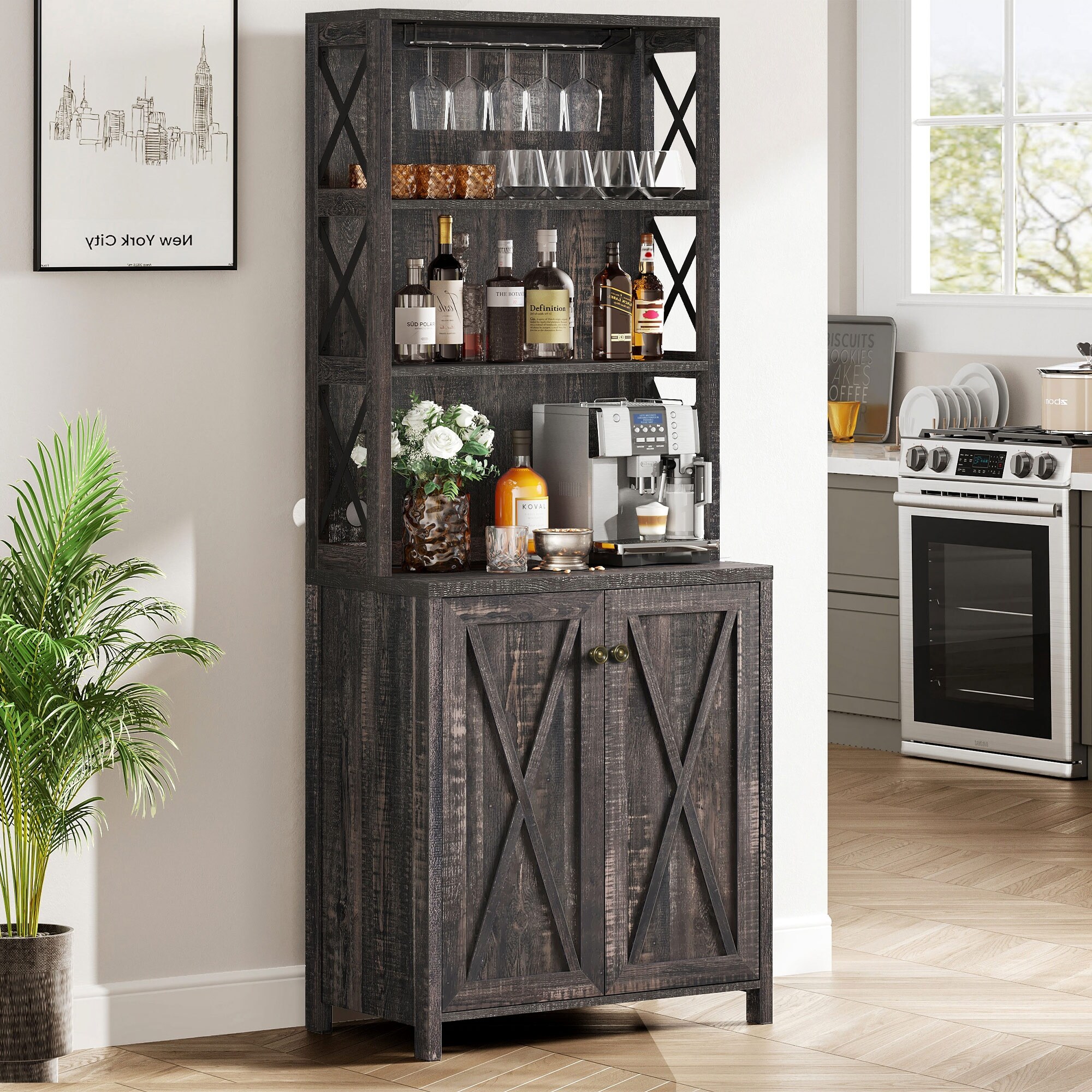 Kitchen cabinet with hotsell wine glass rack