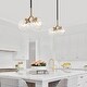 preview thumbnail 1 of 11, Marsie Modern Contemporary 2-Lights Chic Orb Pendat Lights with Globe Seeded Glass - L 12" x W 5.5" x H 73.5" L 12" x W 5.5" x H 73.5" - Brass Gold Plated