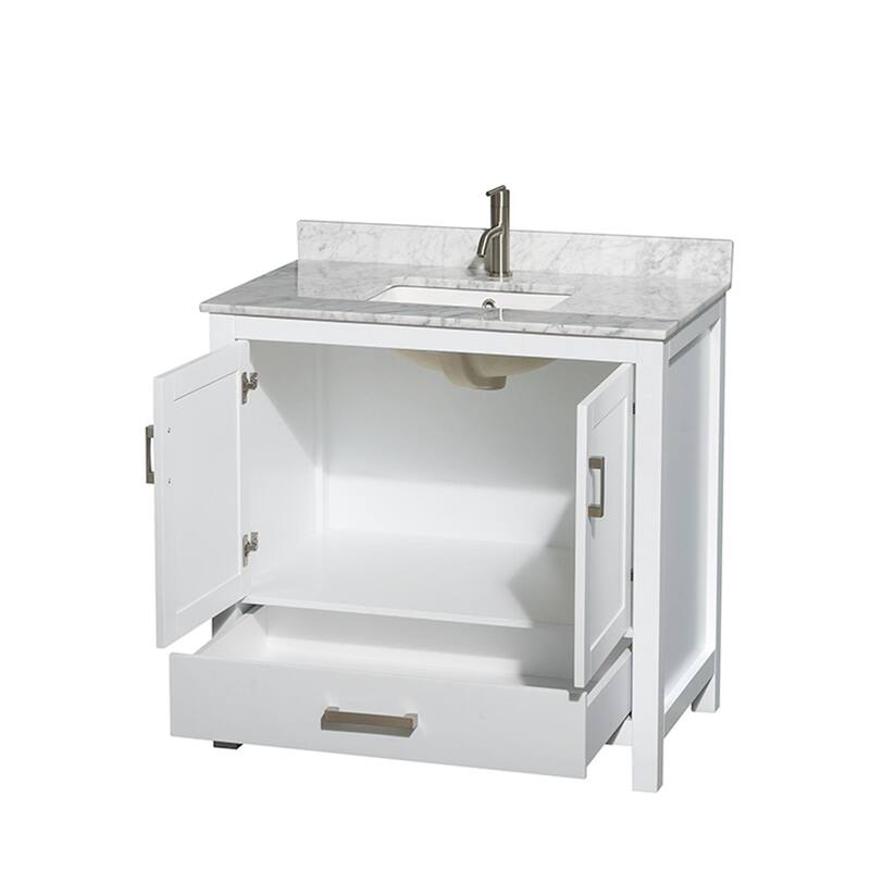 Wyndham Collection Sheffield 36" Freestanding Vanity Set with Hardwood