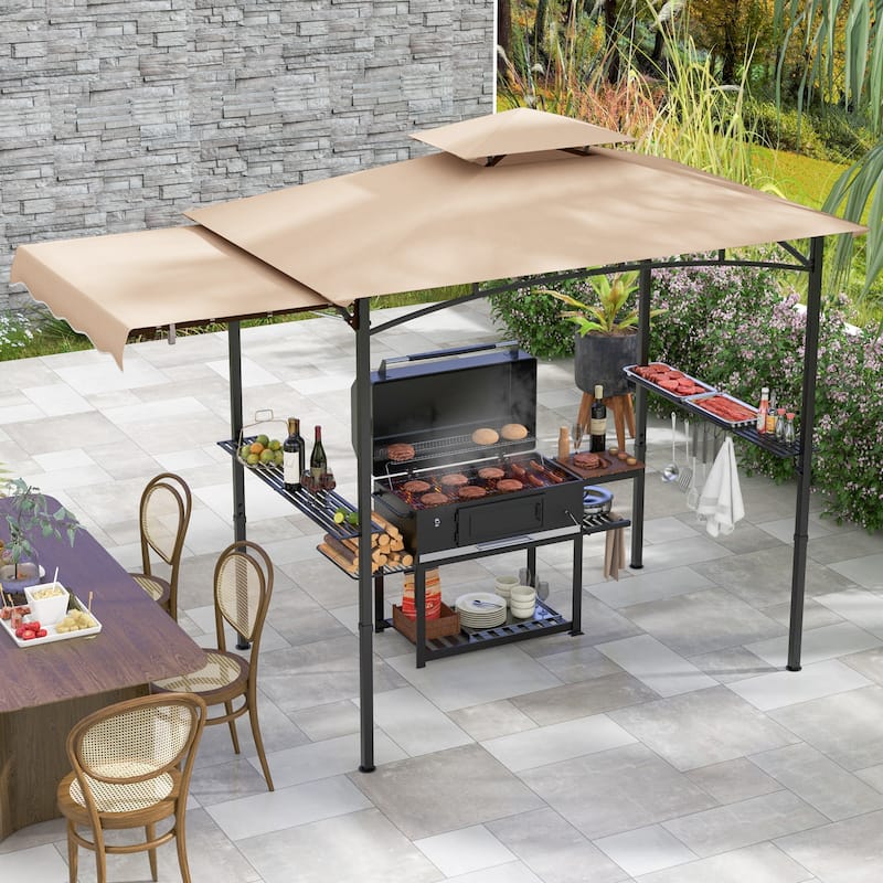 Gymax 11 x 5 FT Grill BBQ Gazebo w/ Side Awning Double-Tiered Top 2