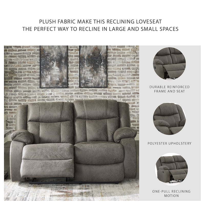 Signature Design by Ashley First Base Gunmetal Reclining Loveseat - 61"W x 40"D x 41"H