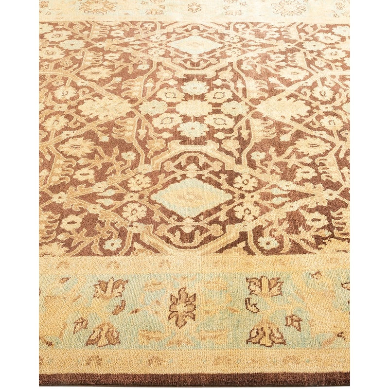 Overton Handknotted Wool Contemporary Floral Red Area Rug - 6' x 9'