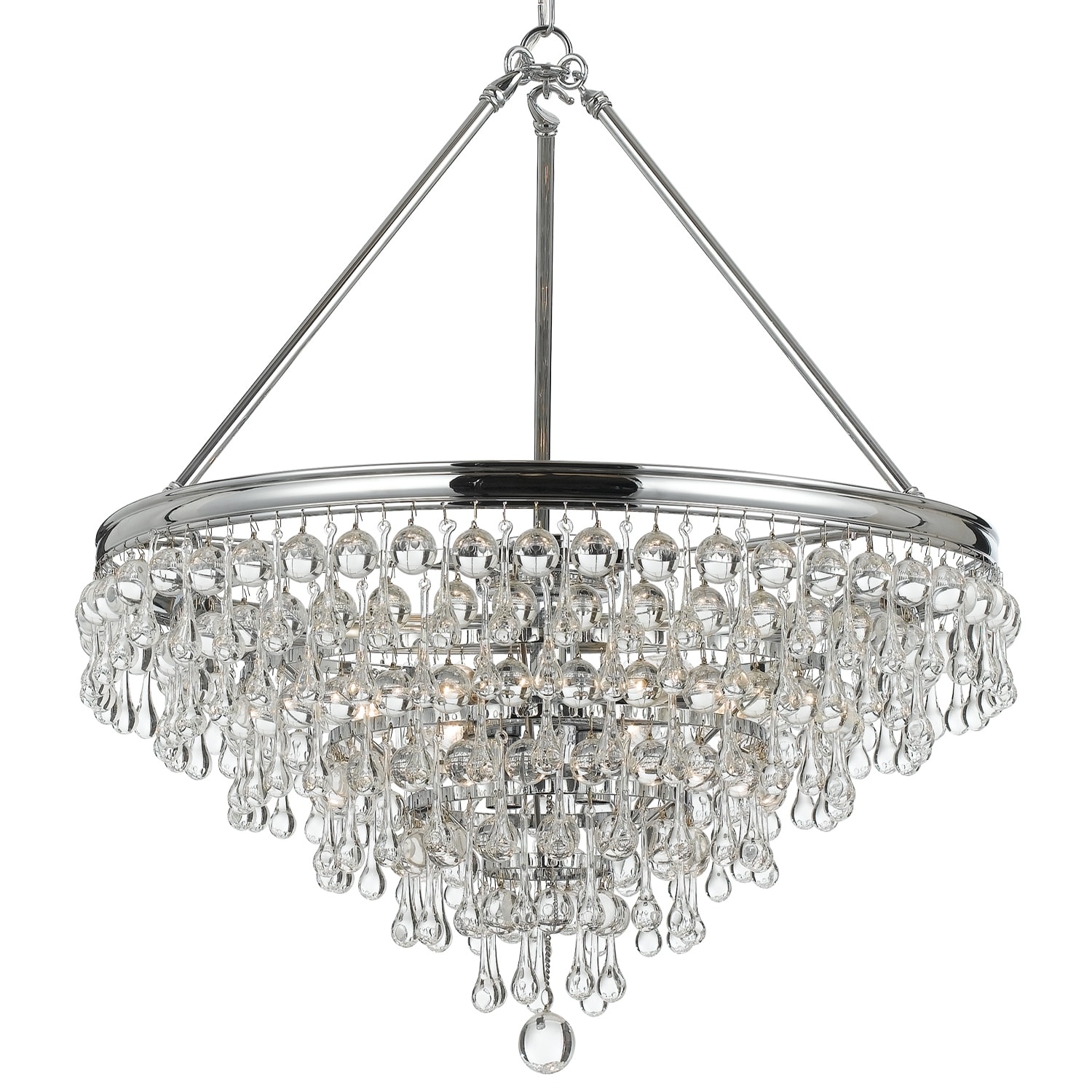 Calypso 8 Light Crystal Teardrop Chrome Chandelier - 25'' W x 27'' H