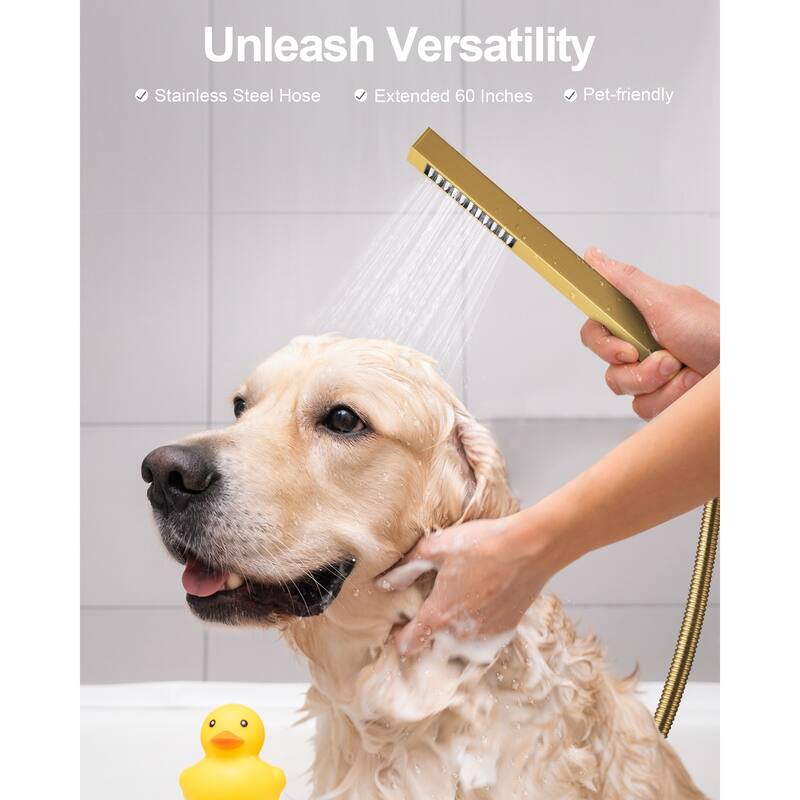 GRANDJOY 10" Rainfall Shower System with 2-Handle Waterfall Bathroom Sink Faucet Combo Set