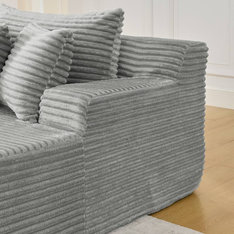 Two-seater lazy sofa lounge chair,Compressed sofa no assembly required, made of velvet fabric, fluffy modern lounge chair