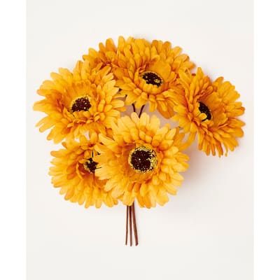8" Mum Spray x 6, Yellow, Set of 3