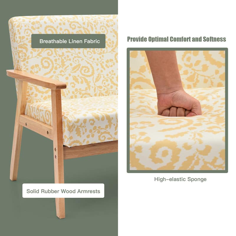 Gymax Modern Fabric Loveseat Sofa Couch Upholstered 2-Seat Wood - 45'' x 26.5'' x 32''