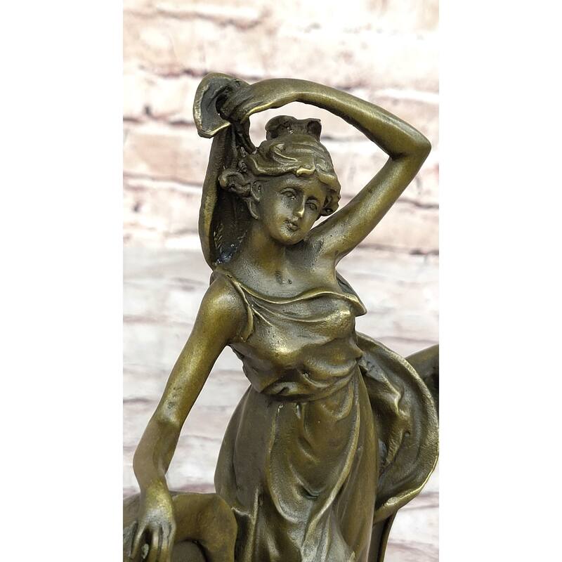 Art Nouveau Bronze Lady Figural Picture Frame Hot Cast Detailed Maiden Sculpture