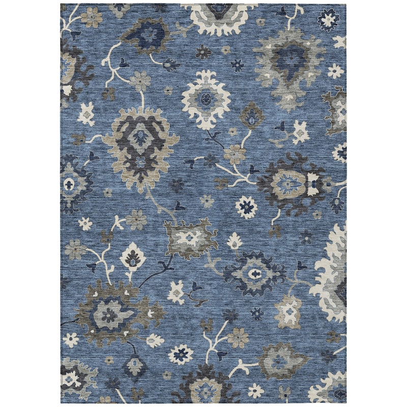 Machine Washable Indoor/ Outdoor Chantille Traditonal Kashan Rug