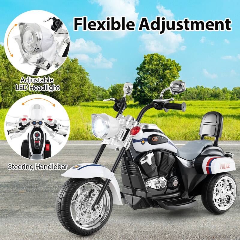 Gymax 6V Electric Kids Motorcycle 3-Wheel Ride On Toy w/ Adjustable