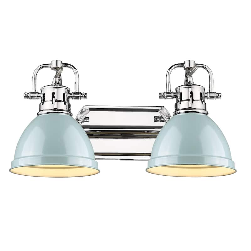 Duncan 2-Light Bath Vanity - Chrome with Seafoam Shades