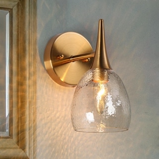 Suvy Modern 1-Light Gold Bathroom Vanity Lights Dimmable Wall Sconces - 5'' L x 7'' W x 9.5'' H