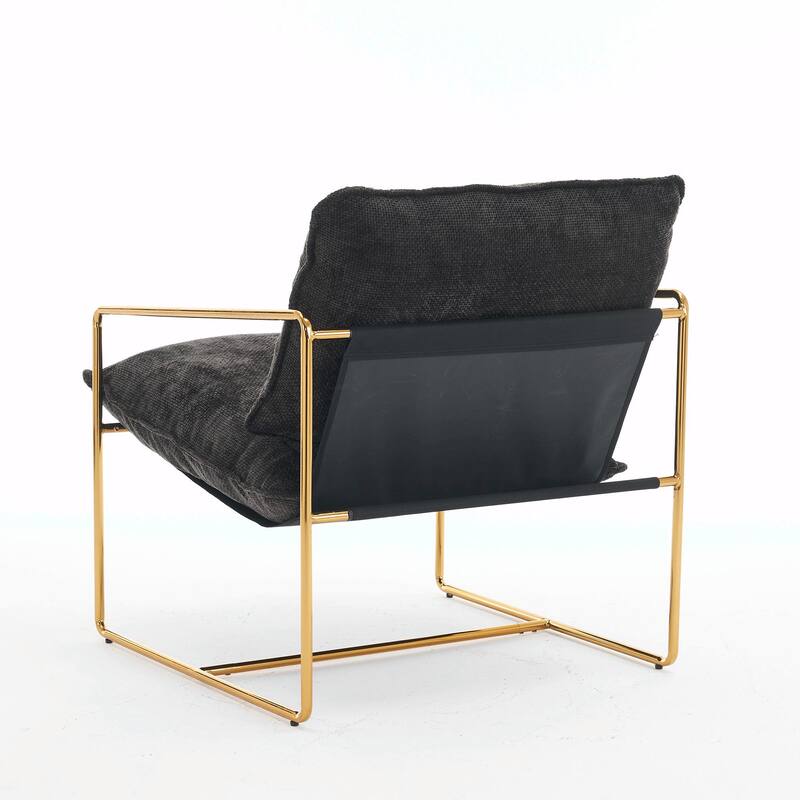 Upholstered Hanging Armchairs with Arm Pockets, Metal Frame,Set of 2