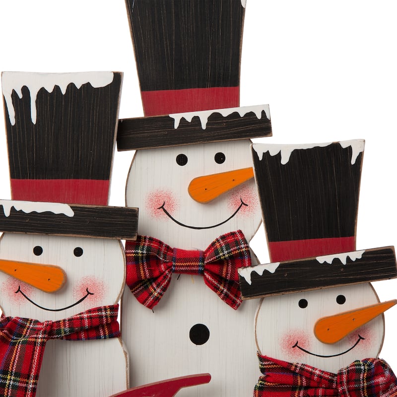 Glitzhome 18"H Wooden Snowman Family Table Decor