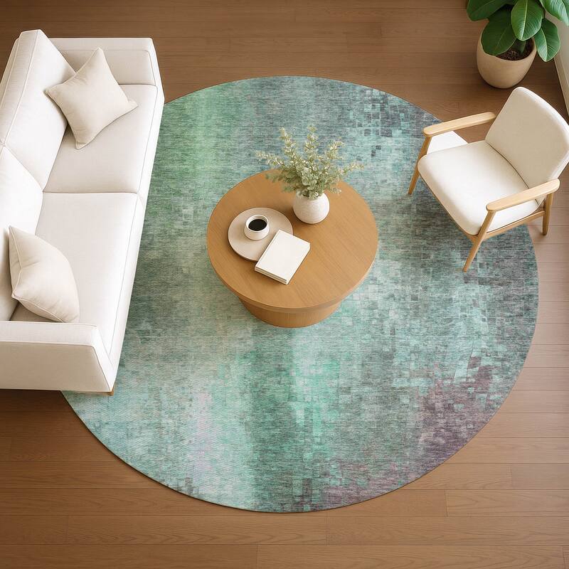 Machine Washable Indoor/ Outdoor Abstract Ombre Chantille Rug