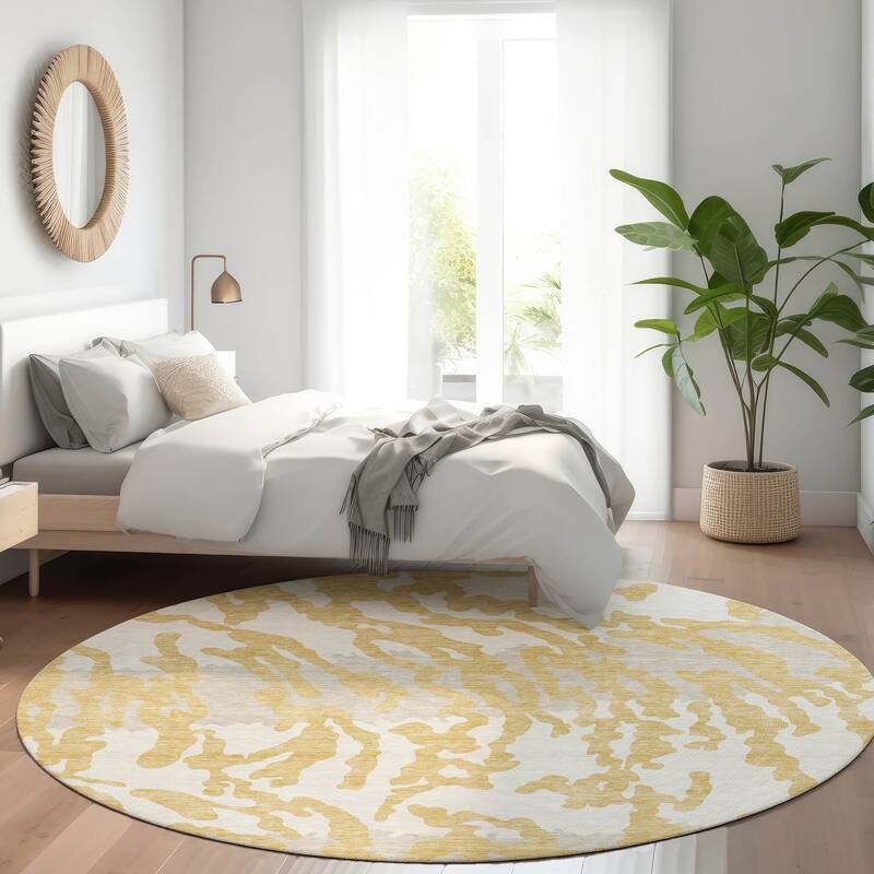 Premium Washable Super Soft Modern Tiger Mayfield Rug - Gold - 8' x 8'