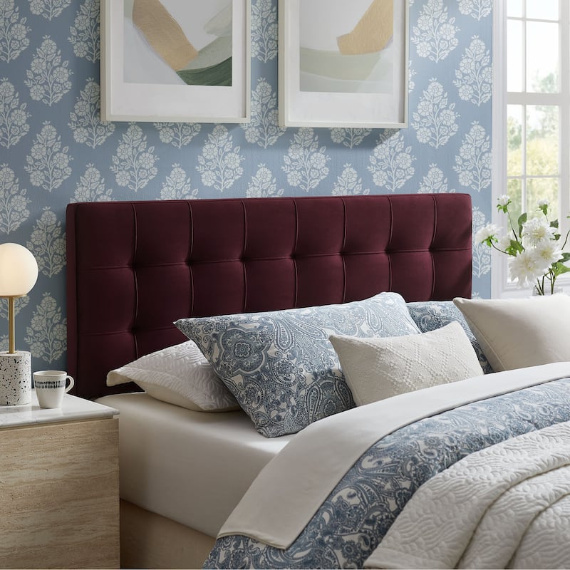 Lily Biscuit Tufted Performance Velvet Headboard - Mulberry - King