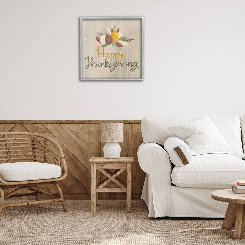 Stupell Happy Thanksgiving Rustic Harvest Framed Giclee Art Design By Mandy Ford Art + Illustration