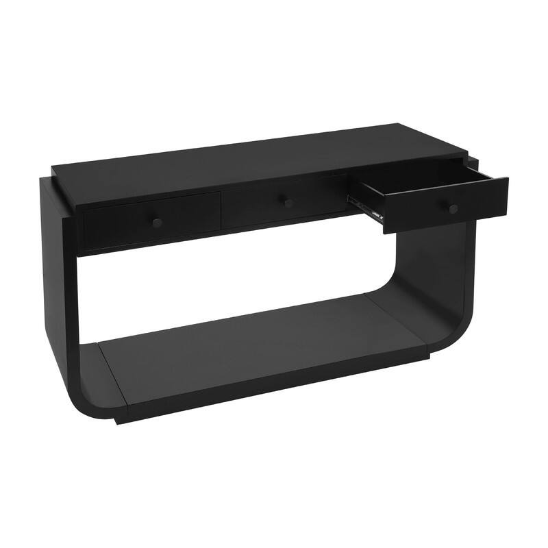 Mid-Century Modern Console Table with 3 Storage Drawers and Display Shelf for Entryway or Living Room Use