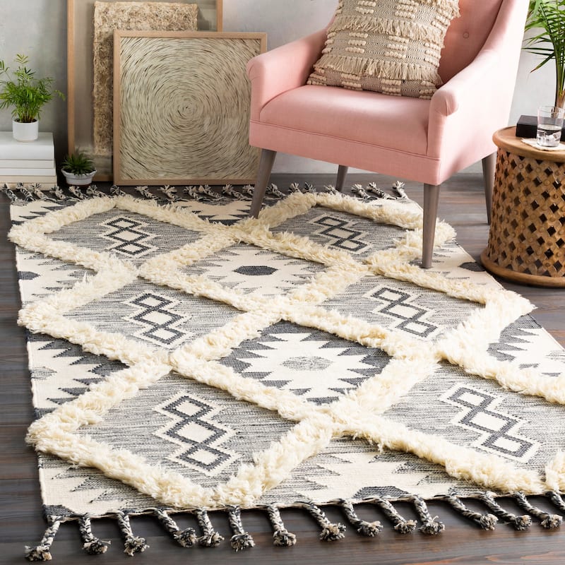 Artistic Weavers Topanga Handmade Wool Scandinavian Tassel Area Rug - 3' x 5' - Charcoal
