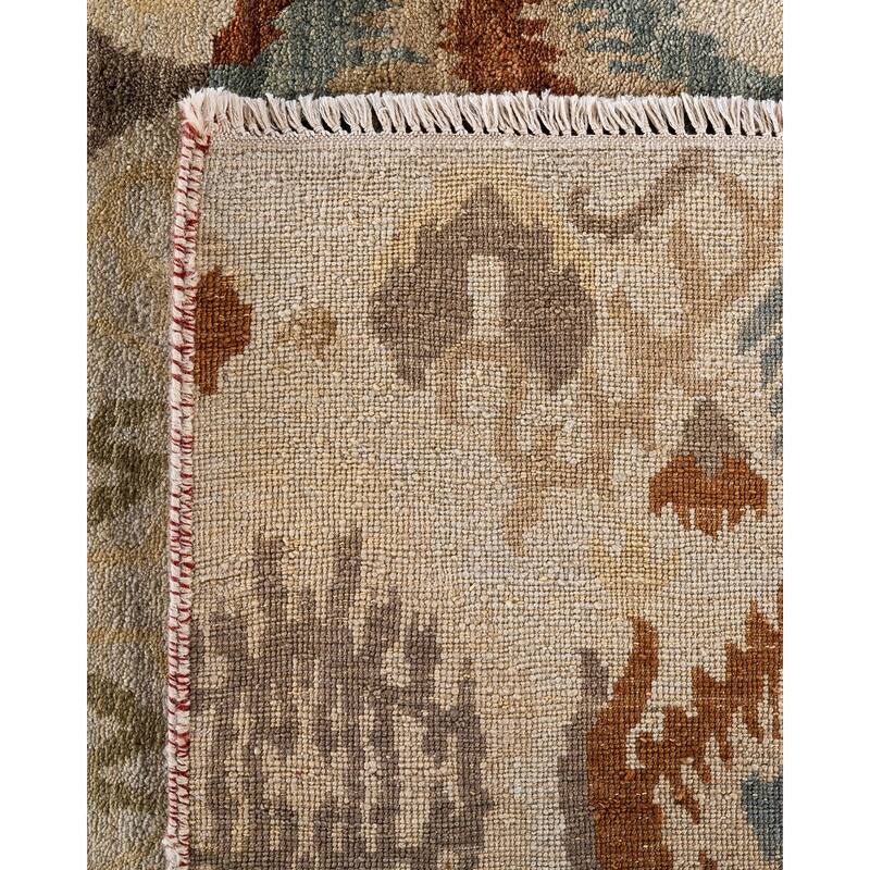 Ikat One-of-a-Kind Hand-Knotted Area Rug - Ivory, 9' 3" x 12' 4" - 9' 3" x 12' 4"