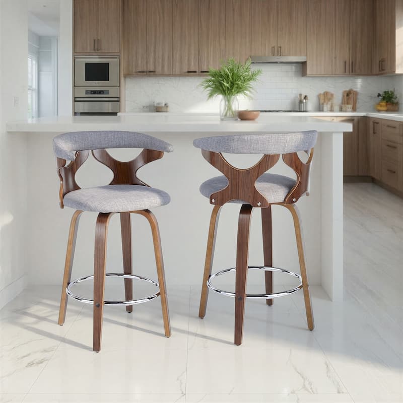 Carson Carrington Viby Fixed-Height Counter Stool with Bent Wood Legs & Round Footrest (Set of 2)