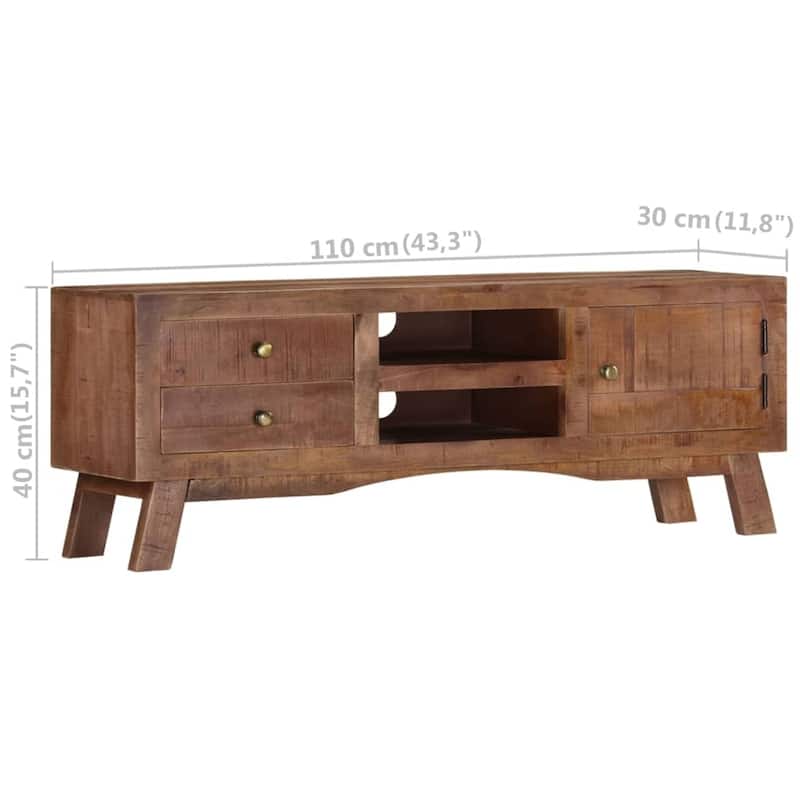 vidaXL TV Stand 43.3"x11.8"x15.7" Rough Mango Wood - 43.3" x 11.8" x 15.7"