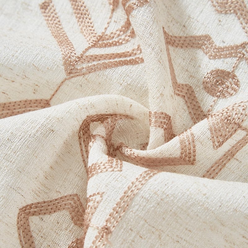 Vintage Farmhouse Curtains Boho Embroidered, 2 Panels