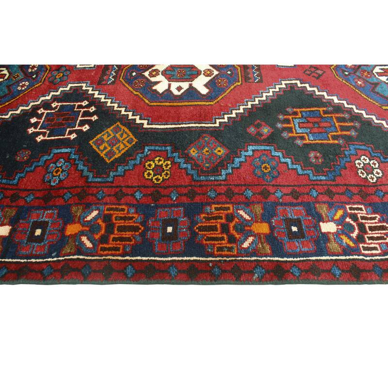 Fine Vintage Distressed Nava Black/Red Runner - 3'4" x 9'10"