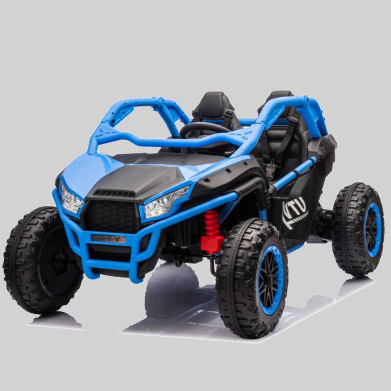 Kids 24V Two-Seater UTV Ride-On with Remote Control, Bluetooth, Four-Wheel Suspension, 3.73-4.97 MPH, for 3+ Years Old - Blue