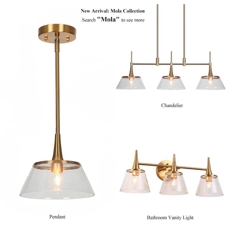 Mola Modern Gold 4-Light Bathroom Vanity Light Glass Metal Wall Sconce - L 29.1" x W 7.9" x H 9"
