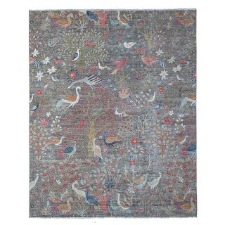 Shahbanu Rugs Coin Gray Hand Knotted Abrash Veggie Dyes Afghan Peshawar ...