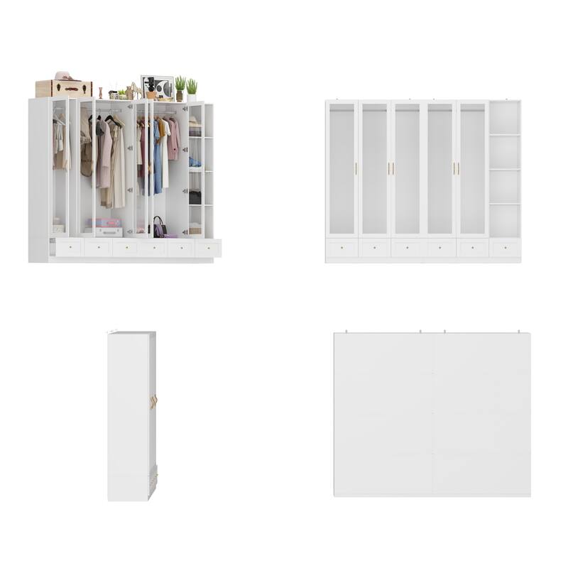 Multi-Piece Wardrobe Set Adaptable Closet Modules Combo Armoires