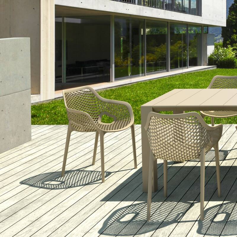 32.25" Taupe Gray Outdoor Patio Dining Arm Chair - Extra Large