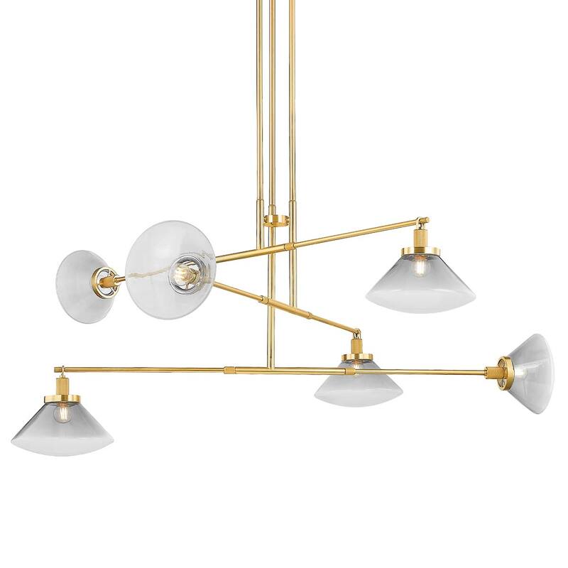 Hudson Valley Lighting 1936 Mendon 6 Light 58" Wide Abstract - Aged Brass