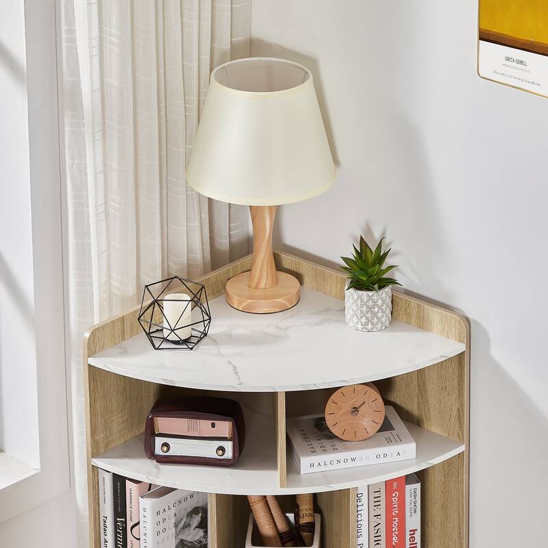 Javlergo 4-Tier Corner Bookcase, 8 Cube Triangle Bookcase Bookshelf Storage Cabinet for Home Office Bedroom Living Room