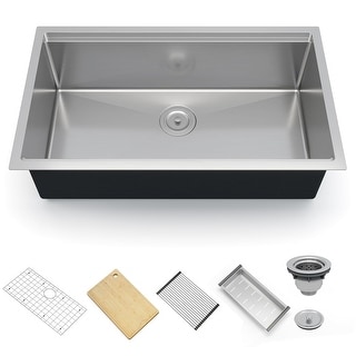 30/33 Inch Undermount Kitchen Sink, Single Bowl Workstation Sink w ...