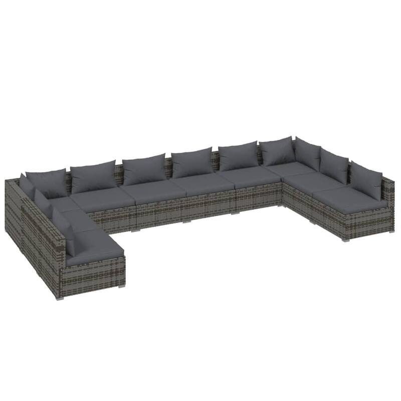 vidaXL Patio Lounge Set Outdoor Sectional Sofa Set Table Garden Poly Rattan - 27.6" x 27.6" x 23.8"