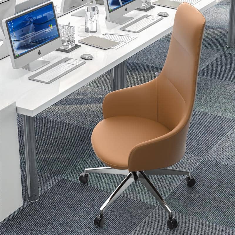 Celeste Ergonomic Adjustable Height Leather Executive Office Chair with Durable Iron Frame, and Swivel for Comfort & Support