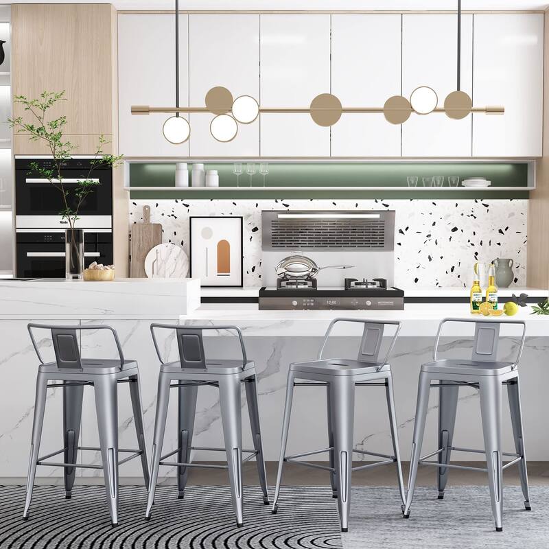 Counter height stools Set of 4 ,outdoor bar stools Low Back - 26inch