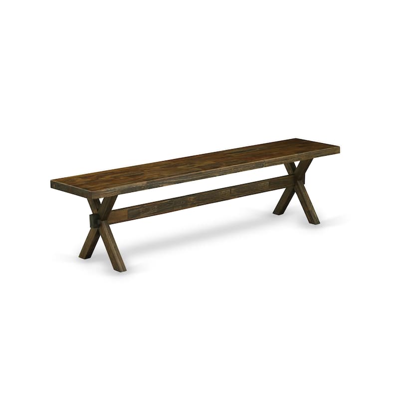 East West Furniture X-Style Modern Dining Bench with Wooden Seat, 72x15x18 Inch, Multi-Color (Finish Options)