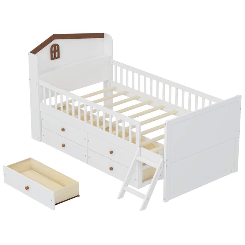 Twin Bed Frame with Storage 4 Drawers